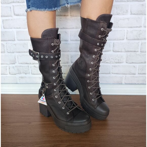 ⭐Chuck 70 De Luxe Heel XXHi Platform Buckles Heels 9 Women's Boots Brown A15659C - Picture 1 of 7